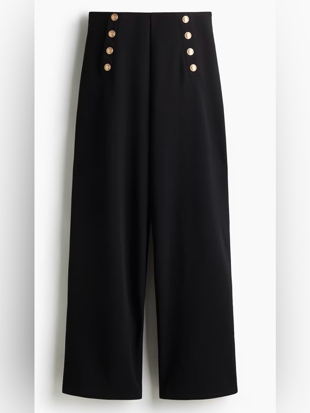 H&M Wide-Leg Black Sailor Pants with Gold Buttons NWOT